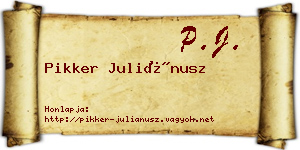 Pikker Juliánusz névjegykártya